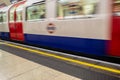 LONDON/ENGLAND Ã¢â¬â JANUARY 26 2020: Tube train pulling into Charing Cross underground station in London Royalty Free Stock Photo